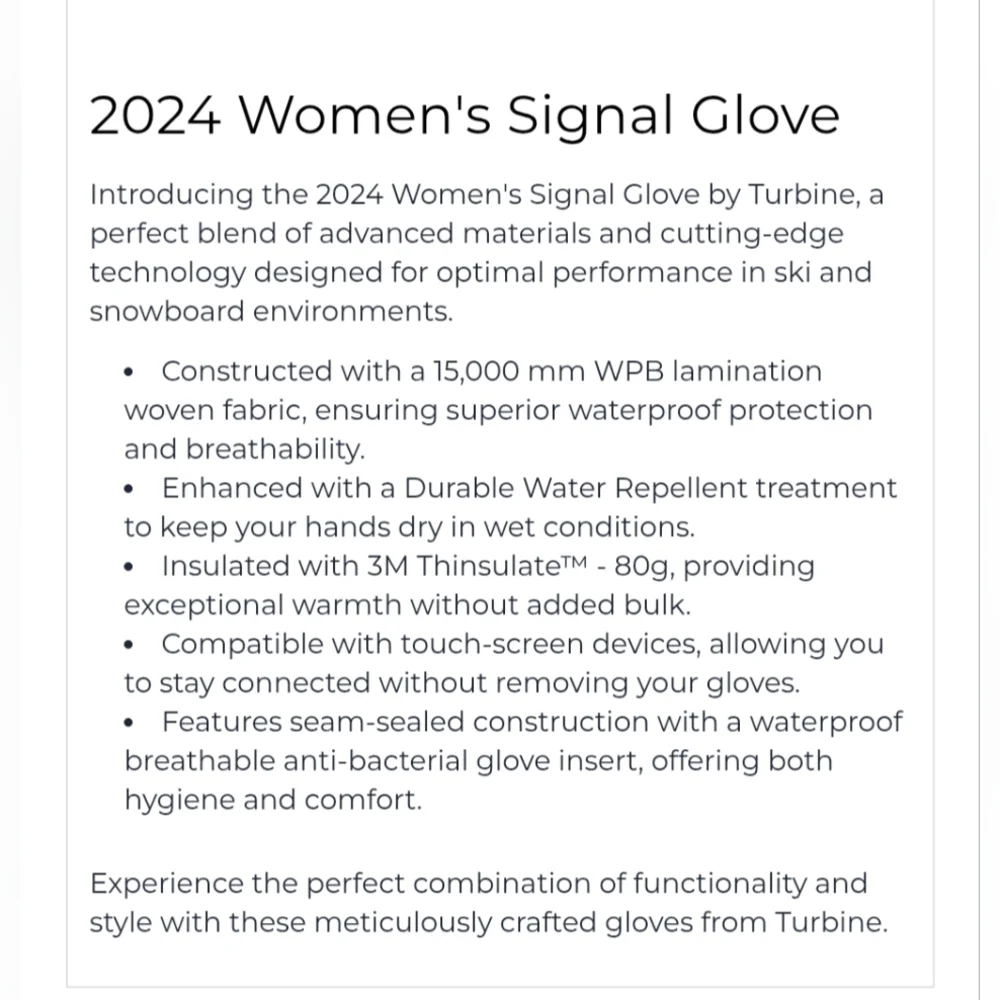 Turbine Blue and Black Women's Gloves Size Small